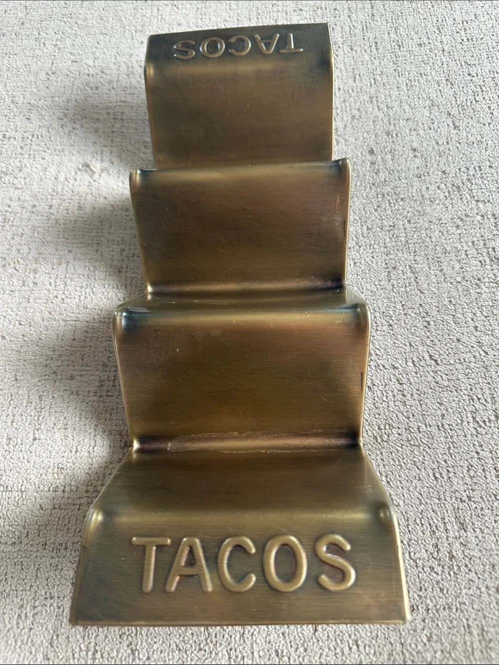 Vintage Mid-Century Modern Solid Brass Taco Holder Stands - Set of 2